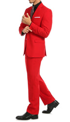 Paul Lorenzo Men's Red Slim Fit 2-Piece Suit - Notch Lapel, Flat Front Pants