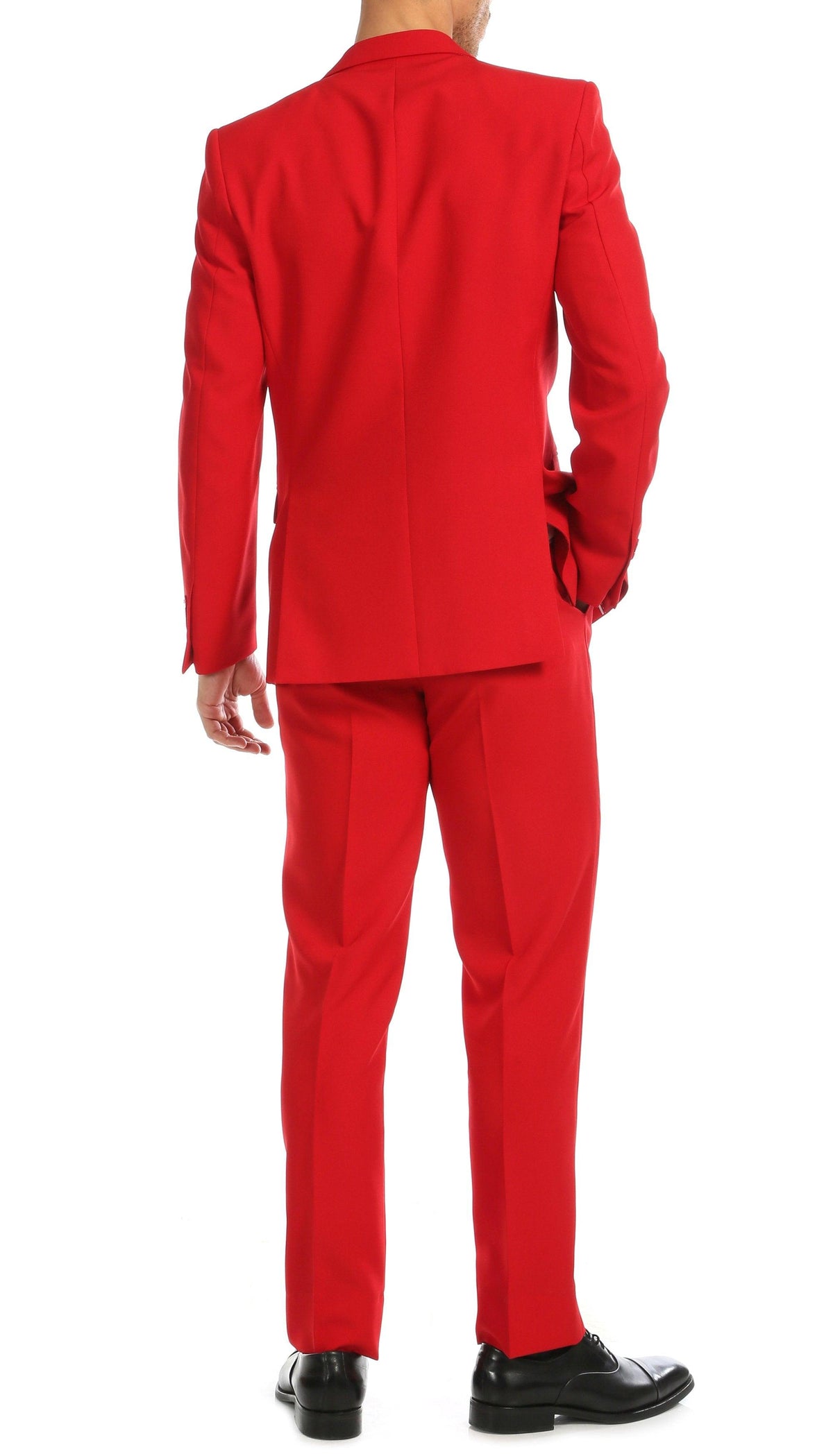 Paul Lorenzo Men's Red Slim Fit 2-Piece Suit - Notch Lapel, Flat Front Pants
