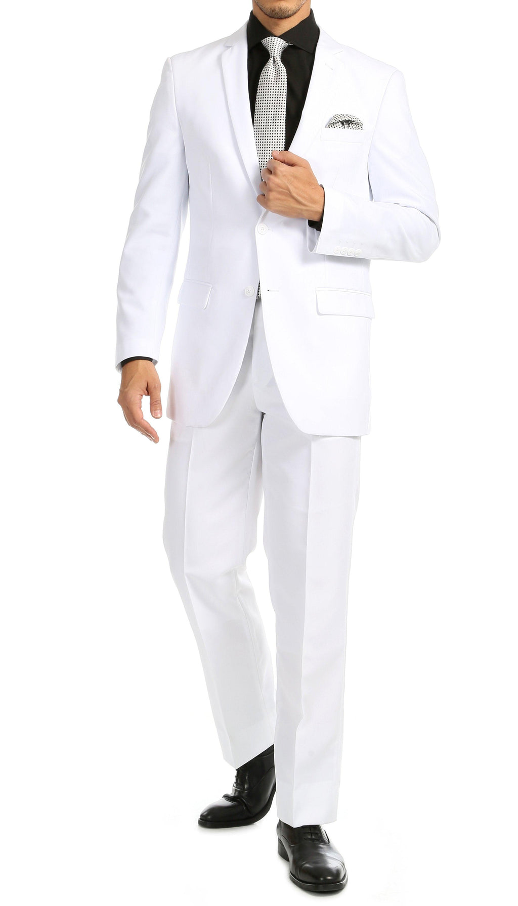 Paul Lorenzo Mens White Slim Fit 2 Piece Suit - Ferrecci USA 