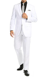 Paul Lorenzo Mens White Slim Fit 2 Piece Suit - Ferrecci USA 