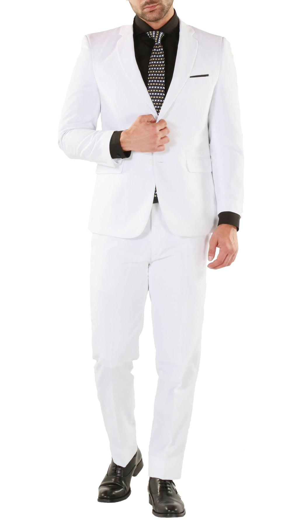 Paul Lorenzo Mens White Slim Fit 2 Piece Suit - Ferrecci USA 