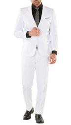 Paul Lorenzo Mens White Slim Fit 2 Piece Suit - Ferrecci USA 