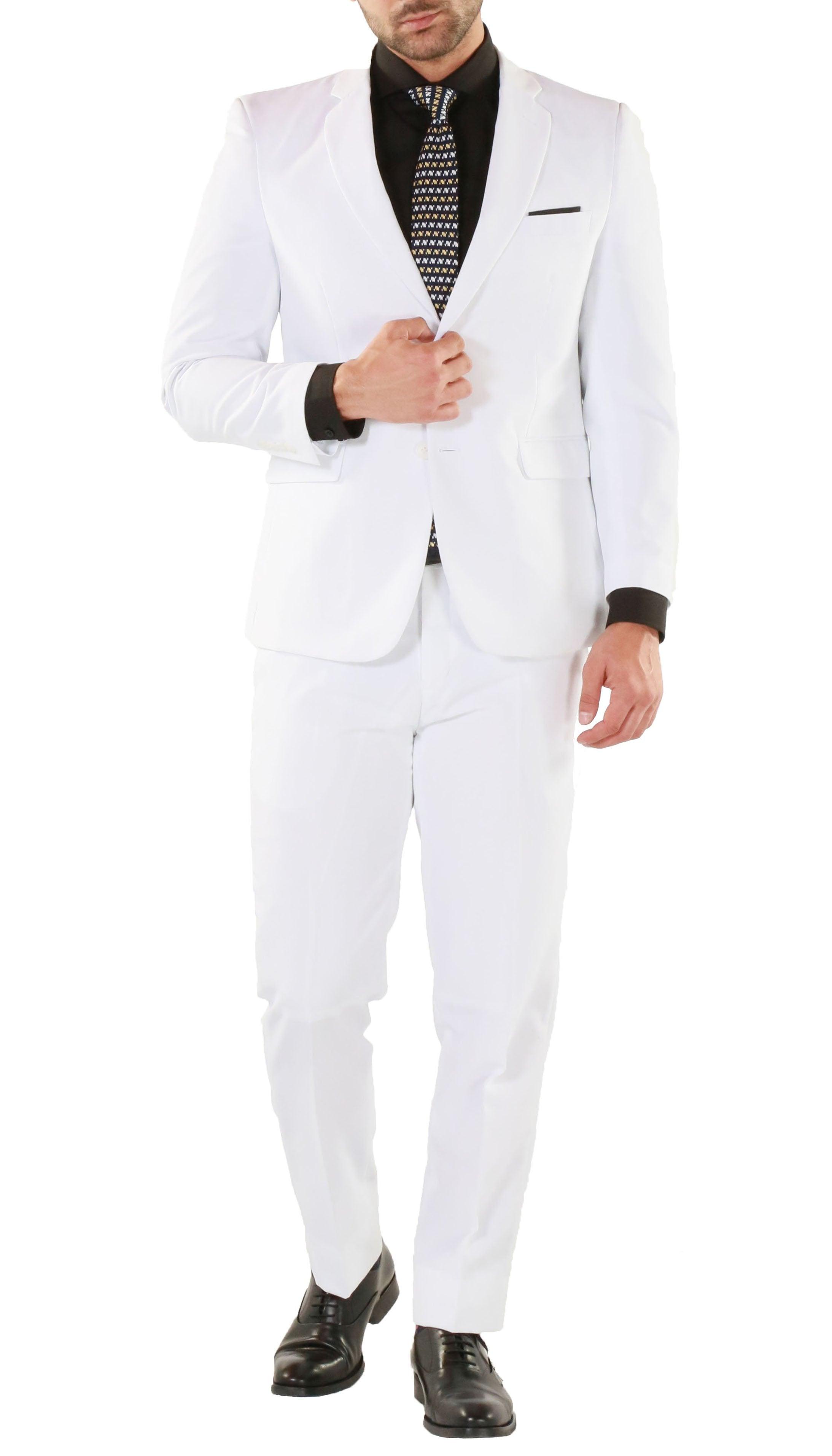 Paul Lorenzo Mens White Slim Fit 2 Piece Suit - Ferrecci USA 