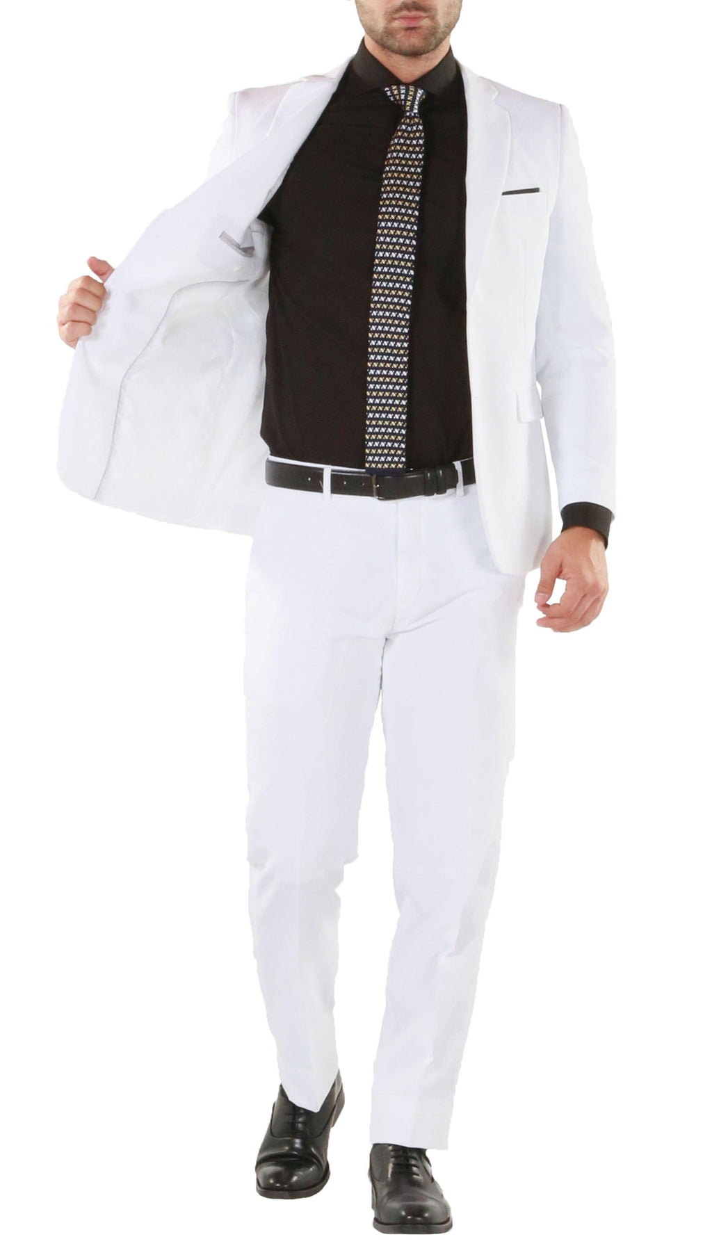 Paul Lorenzo Mens White Slim Fit 2 Piece Suit - Ferrecci USA 