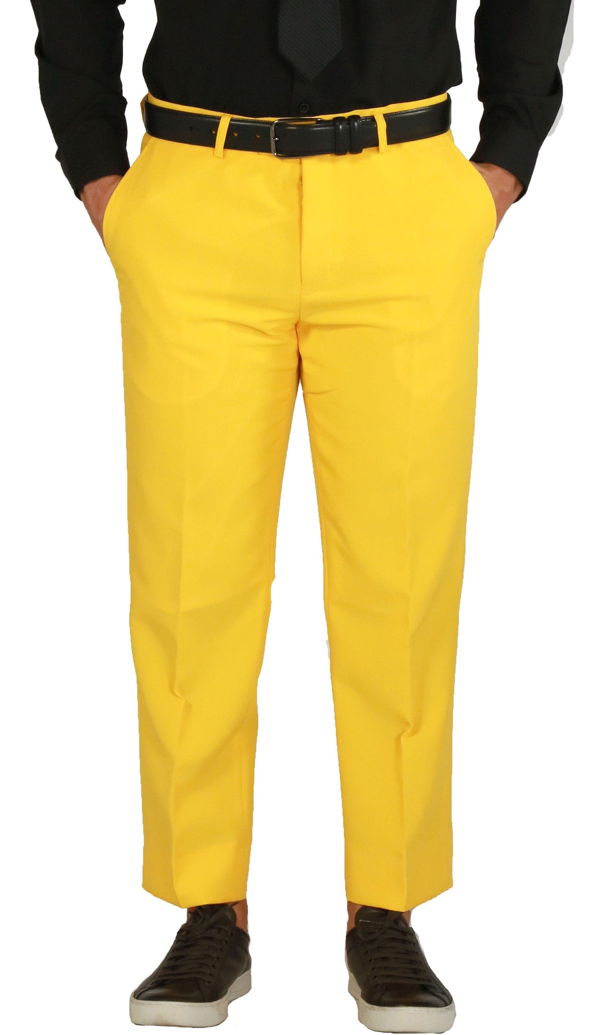 Paul Lorenzo Men's Yellow Slim Fit 2-Piece Suit - Notch Lapel, Flat Front Pants