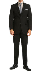 Paul Lorenzo Men's Black Slim Fit 2-Piece Suit - Notch Lapel, Flat Front Pants
