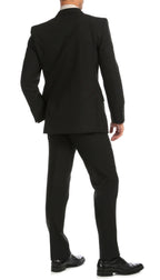 Paul Lorenzo Men's Black Slim Fit 2-Piece Suit - Notch Lapel, Flat Front Pants