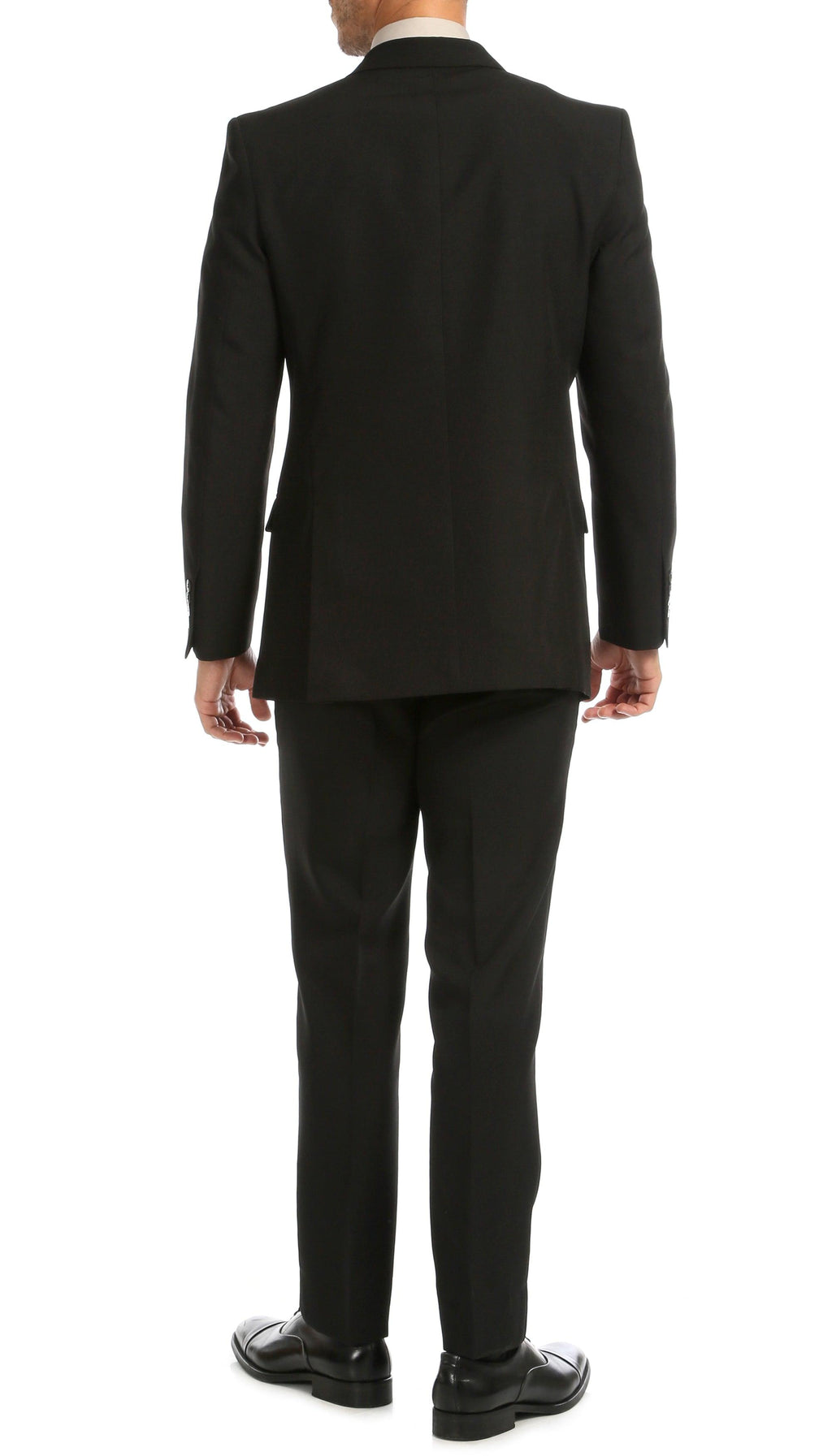 Paul Lorenzo Men's Black Slim Fit 2-Piece Suit - Notch Lapel, Flat Front Pants