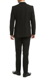 Paul Lorenzo Men's Black Slim Fit 2-Piece Suit - Notch Lapel, Flat Front Pants