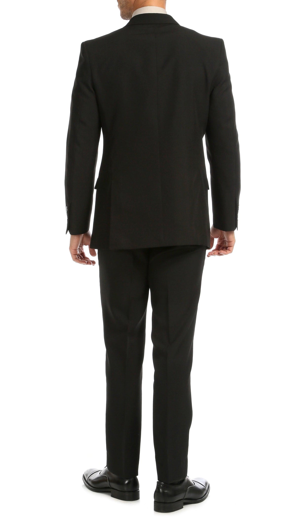 Paul Lorenzo Men's Black Slim Fit 2-Piece Suit - Notch Lapel, Flat Front Pants