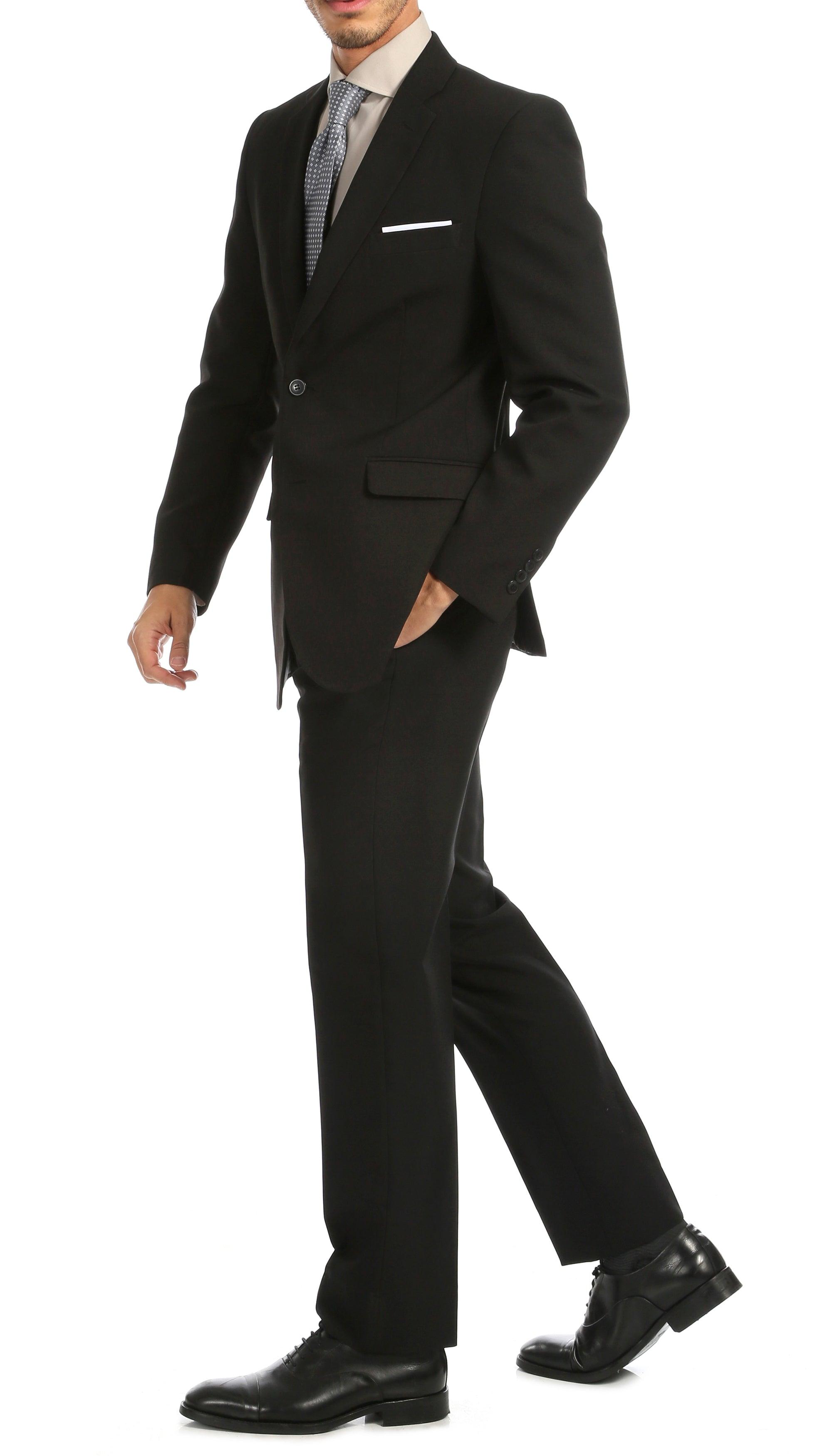 PL1969 Mens Black Slim Fit 2pc Suit - Ferrecci USA 