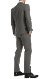 Paul Lorenzo Men's Heather Grey Slim Fit 2-Piece Suit - Notch Lapel, Flat Front Pants