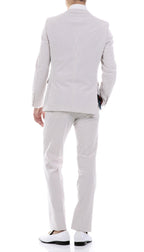 Men's Slim Fit Two Button Tan Seersucker Suit