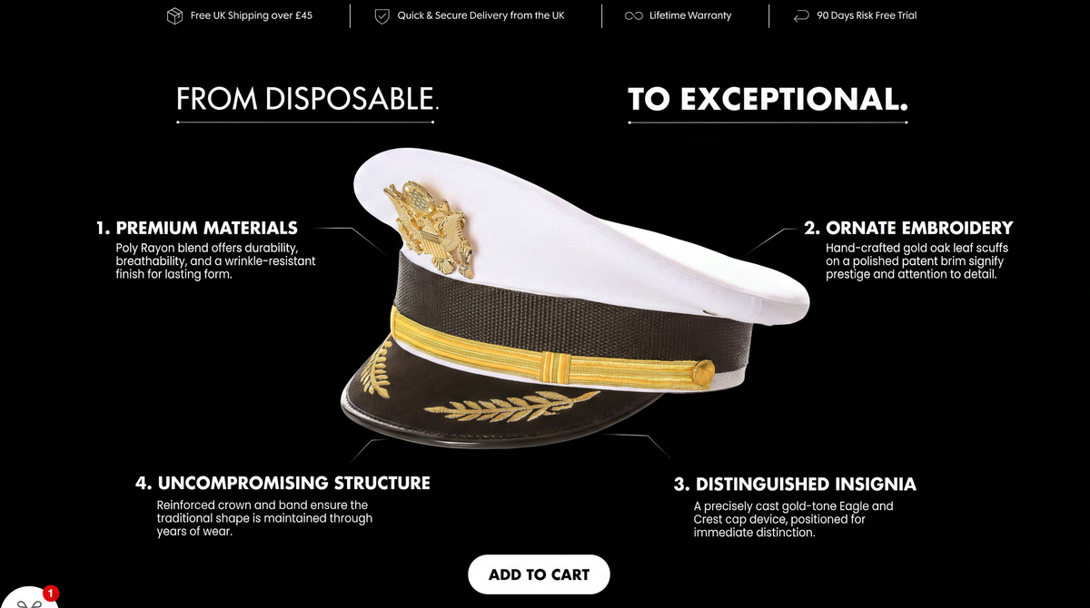 Captain Hat for Men & Women – White Yacht, Boat & Pilot Cap with Eagle Crest | Ferrecci