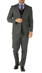 Rod Premium Grey Wool 2pc Stain Resistant Traveler Suit - w 2 Pairs of Pants