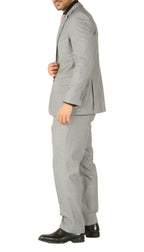 Rod Premium Light Grey Wool 2 Piece Suit Stain Resistant Traveler Suit - w 2 Pairs of Pants