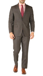 Rod Premium Taupe Wool 2pc Stain Resistant Traveler Suit - w 2 Pairs of Pants