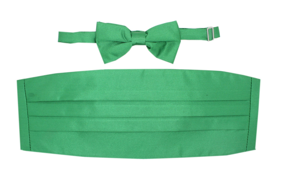 Men's Green Satin Cummerbund & Bow Tie Set – Adjustable Tuxedo Set