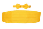 Men's Yellow Satin Cummerbund & Bow Tie Set – Adjustable Tuxedo Set