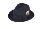 Ferrecci Brooks Soft 100% Australian Wool Felt Body With Removable Feather Navy Blue Hat Great For Travel