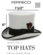 Grey & Black Wool Felt Top Hat for Men & Women | Ferrecci